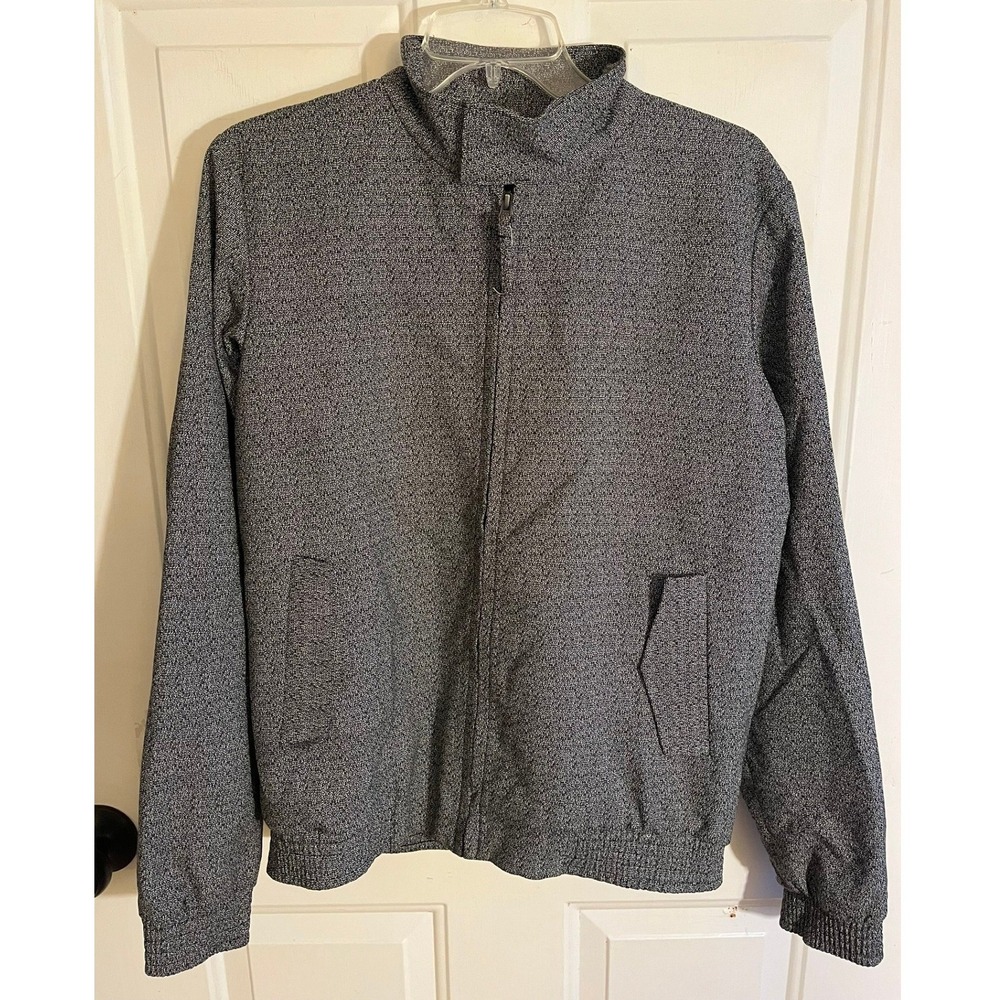 Topman Men's Grey and Black Full Zip High Neck Satin Lined Track Jacket Sz Small